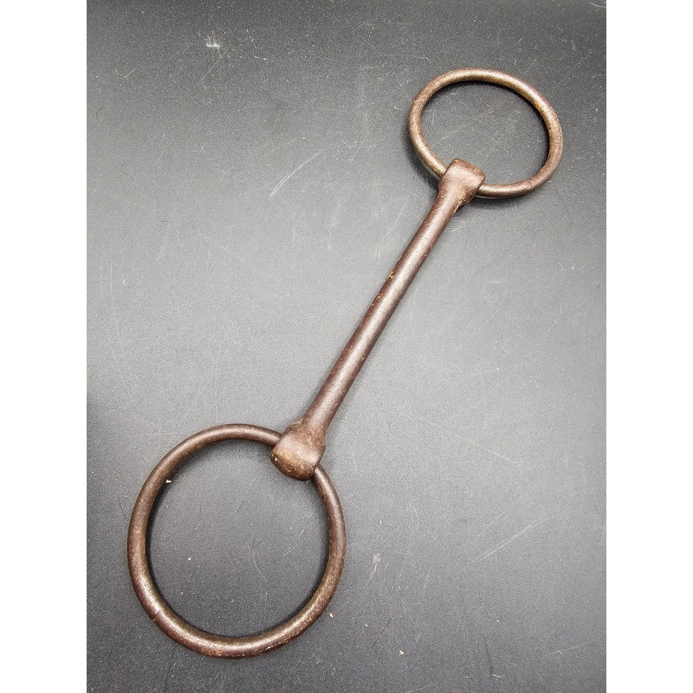Vintage Iron Loose Ring Snaffle Horse Bit Straight Bar Rustic Equestrian Gear